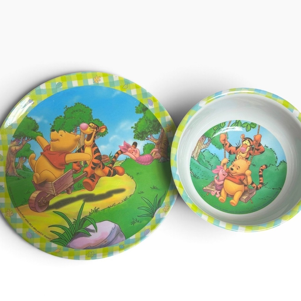 Vintage Disney Winnie the Pooh Melamine Plate and Bowl Set Tigger Piglet